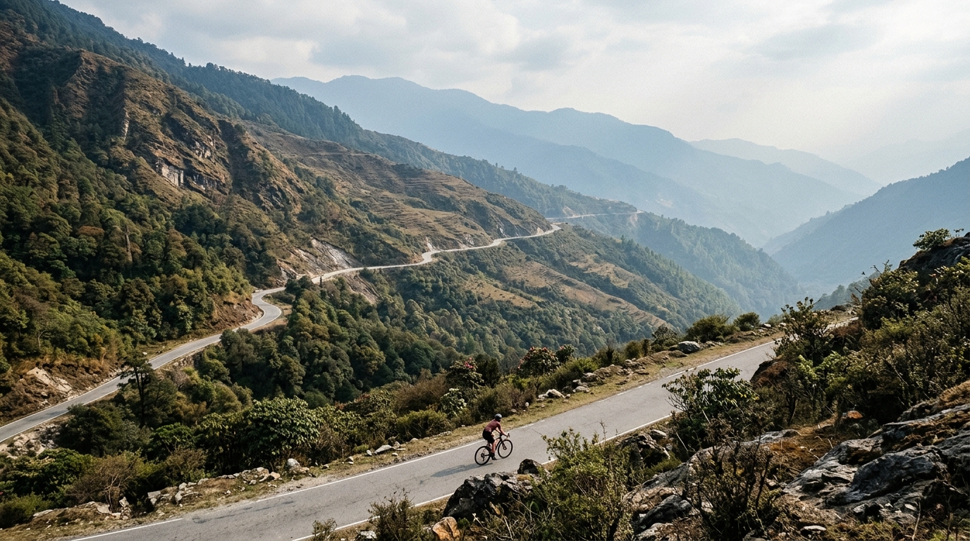 Cycling climbs in Bhutan