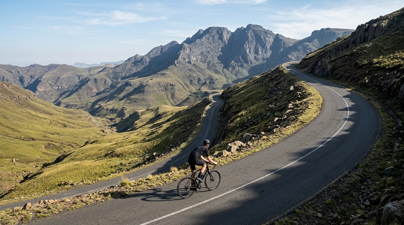 Cycling climbs in Lesotho